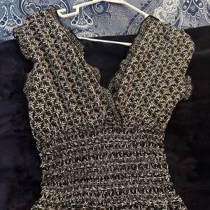 Max Studio Elegant Black and beige Mini jumpsuit